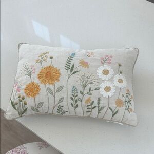 Floral Embroidered Pillow